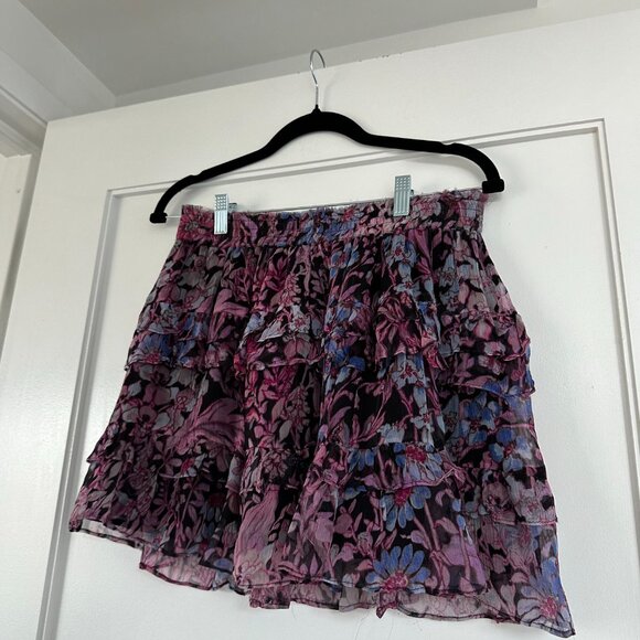 LoveShackFancy Benicia Mini Skirt In Midnight Light Large Tiered Ruffle Detail - Picture 4 of 8